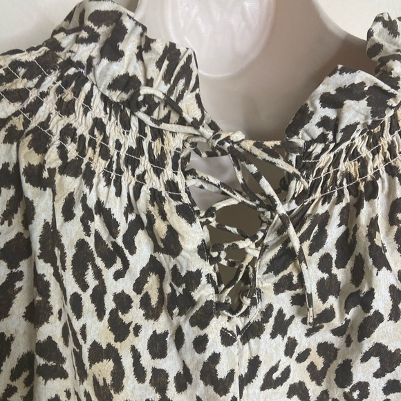 J. Crew Ruffleneck Puff-Sleeve Dress in Leopard Print - Picture 5 of 9
